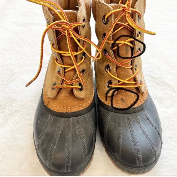 SOREL Mens Cheyanne Lace Snow Boot-Chipmunk/Black MENS Size 6 Womens 8 - Picture 2 of 8